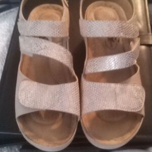Women's Beige Strappy Sandals with Adjustable Straps Worn Only A Few Times
